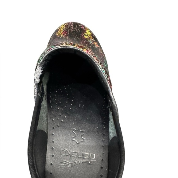 Women’s Dansko Professional Black Multicolor Scribble Patent Leather Clogs: 36 - Picture 7 of 14